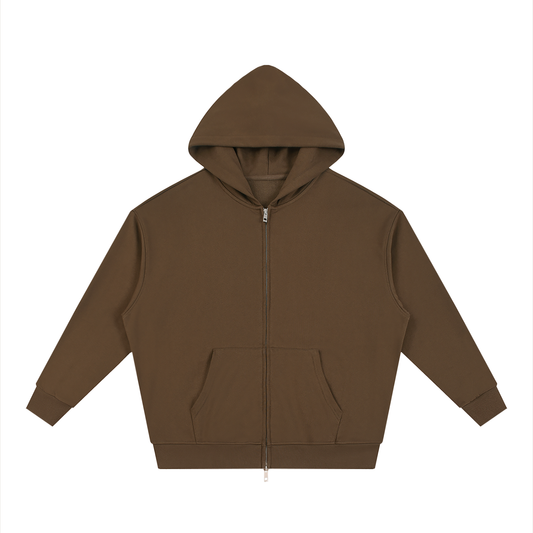 Waran Unisex Loose Solid Full Zip Hoodie