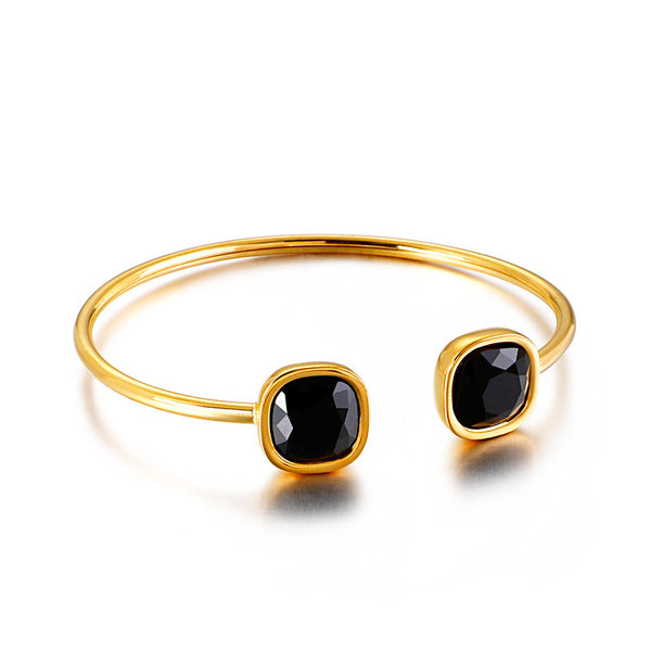 Bracelet carré ouvert creux en acier inoxydable
