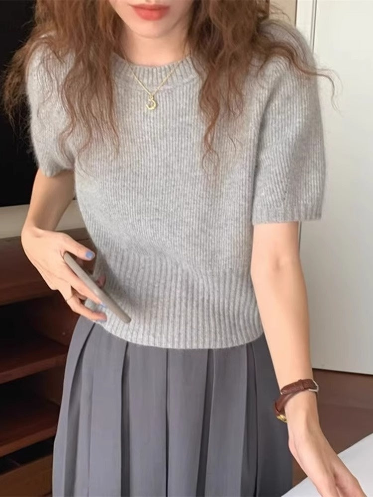 Soft Glutinous Inner Wear Sweater Puff Sleeve Short