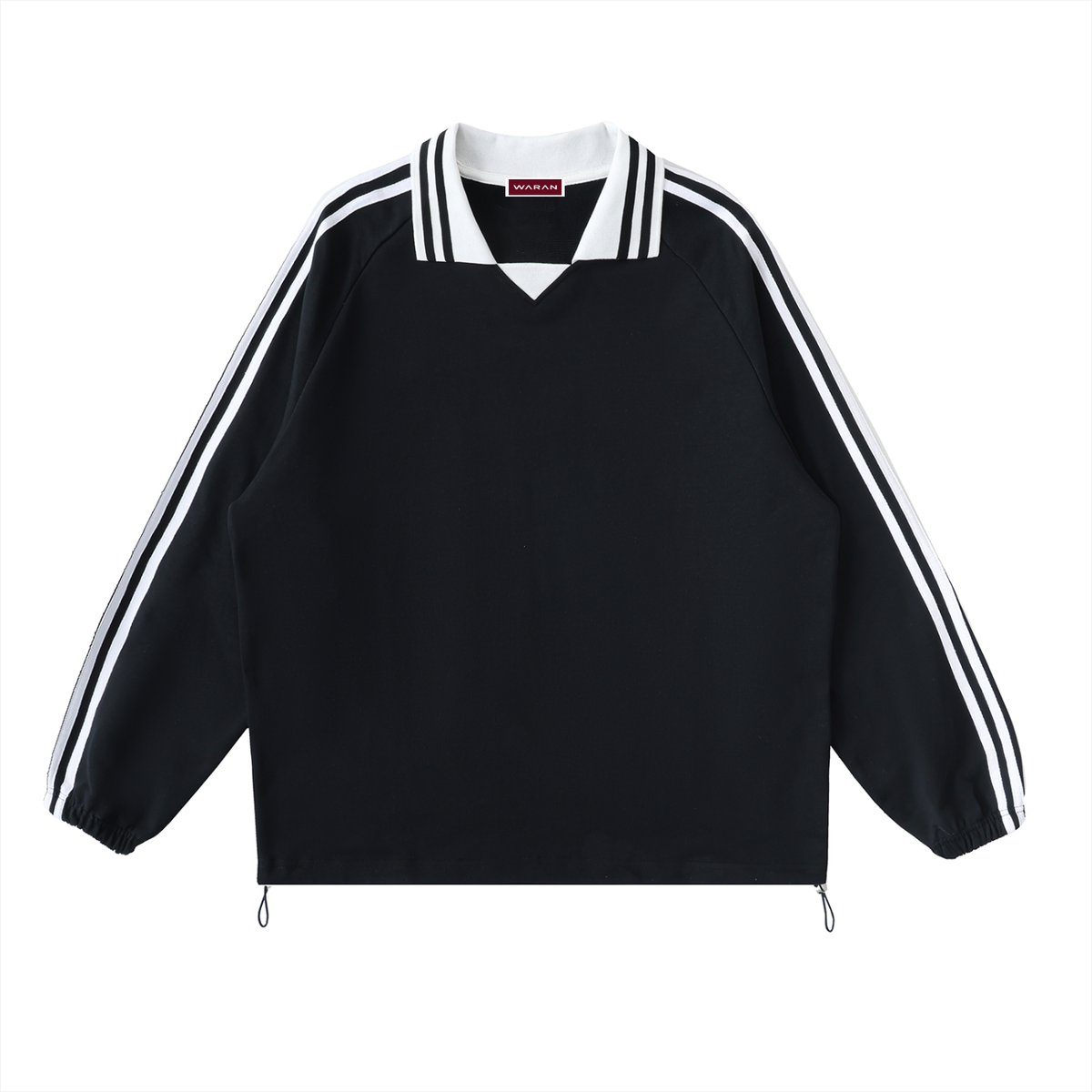 Waran Contrast Striped Lapel Collar Sweatshirt 380GSM