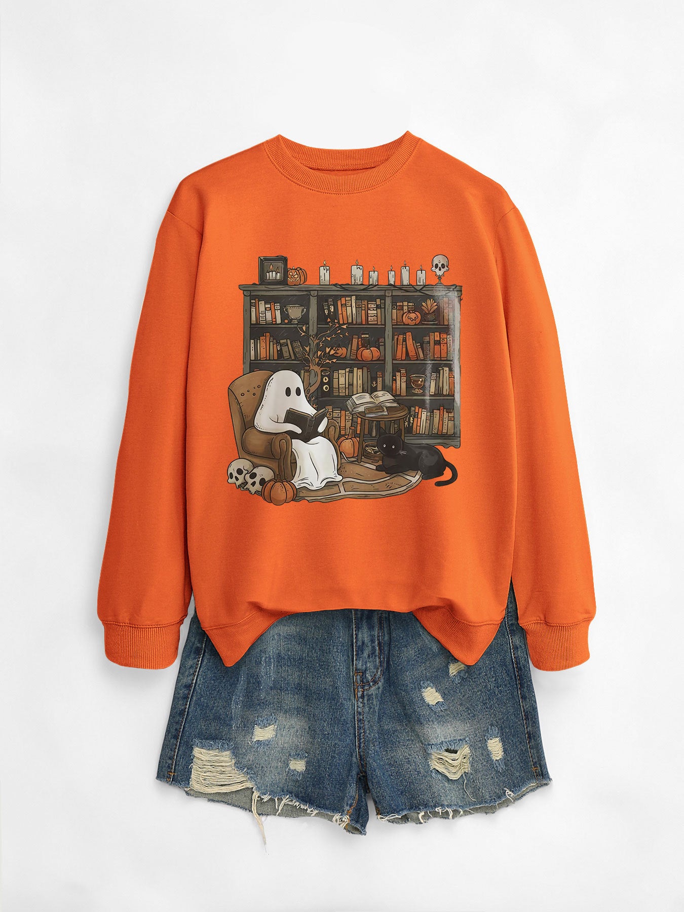 Womens Bookshelf Ghost Sweater