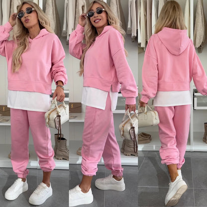 Women's Hooded Sweatshirt & Jogger Set - Two-Piece Sportswear
