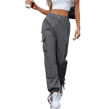 Women's High Waist Pocket Straight-leg Pants