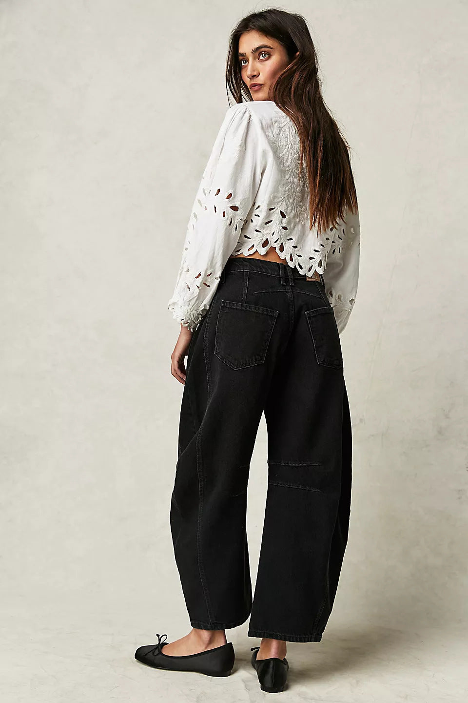 High Stretch Mid-Rise Barrel Jeans