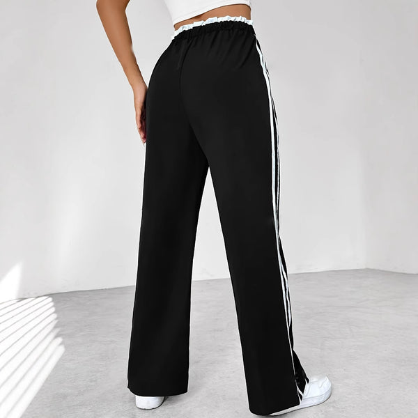 Black Straight-Leg Sports Pants