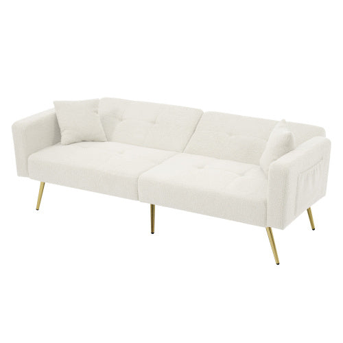 Sofa Bed with Adjustable Back and Side Pockets