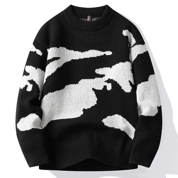 Mens crew neck knitted printed sweaters