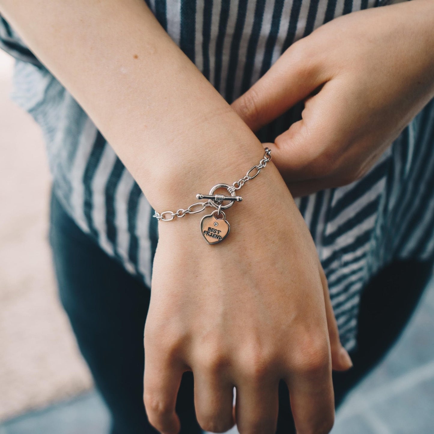 Best Friend Charm Bracelet Created with Zircondia® Crystals