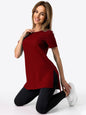 Slit Loose Round Neck Short Sleeve Sweater