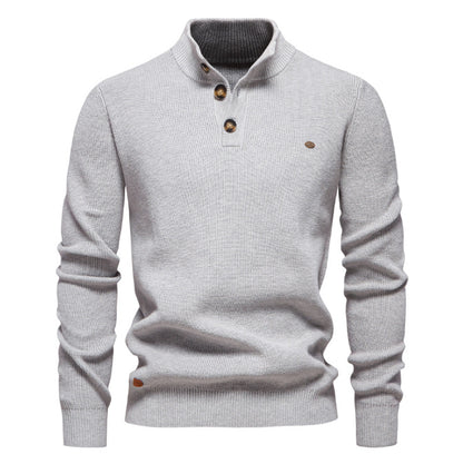 Men's Zipper Stand Collar Knitted Sweater