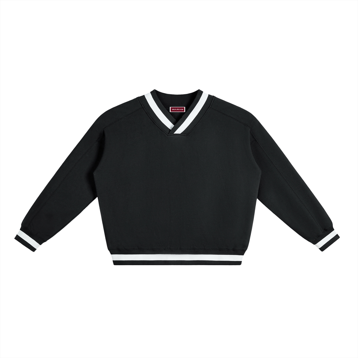 Waran V-Neck Contrast Collar Boxy Sweatshirt 380GSM