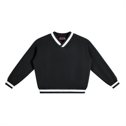 Waran V-Neck Contrast Collar Boxy Sweatshirt 380GSM