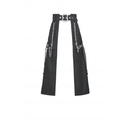 Dark in Love Chain Belt Layered Goth Skirt in Black