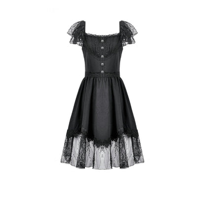Dark in Love Black Gothic Sweet Bow Lace Lolita Dress