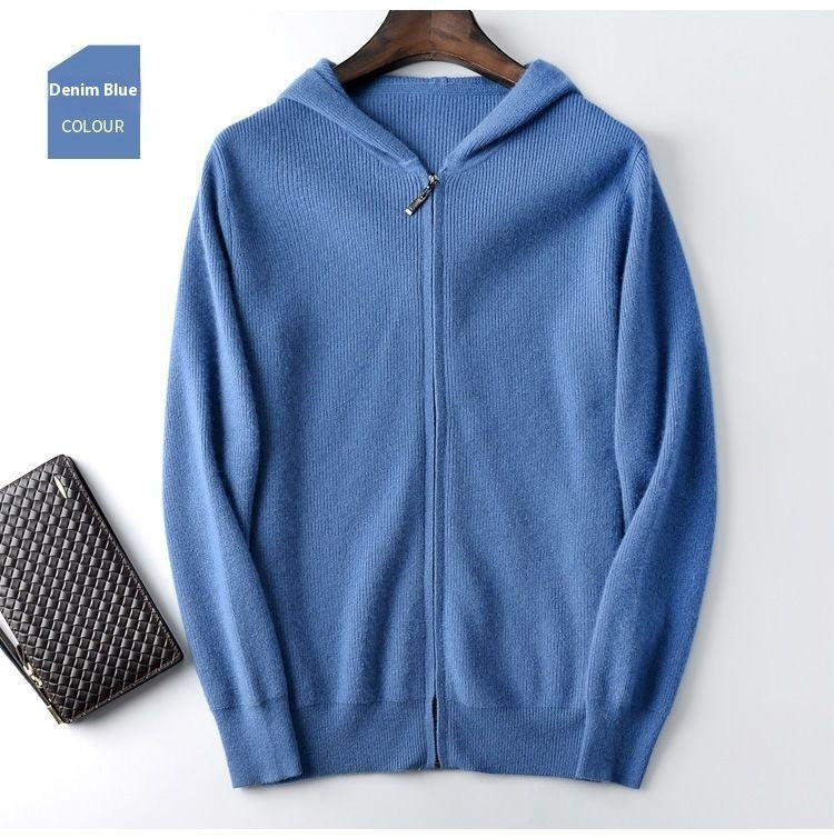 Men's Zipper Hooded Sweater Cardigan