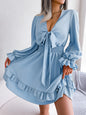 Womens V-neck Long Sleeve Dress