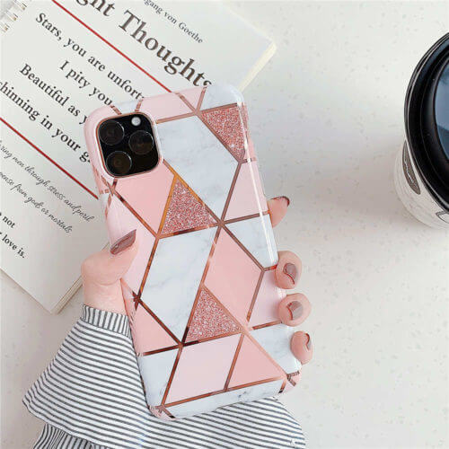 Coque Souple en TPU Rose Effet Marbre - Pour iPhone 12 Mini