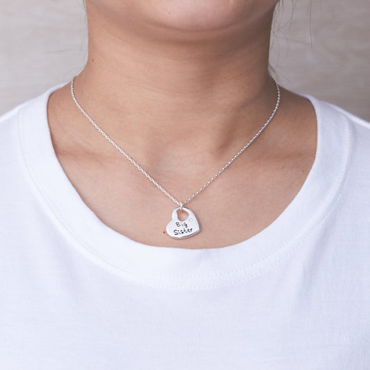 Big Sister Heart Necklace Created with Zircondia® Crystals