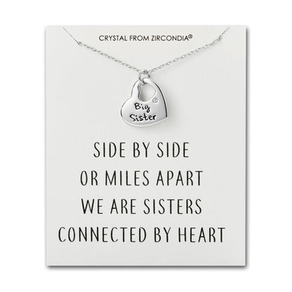 Big Sister Heart Necklace with Quote Card Created with Zircondia® Crystals