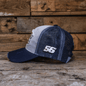 Navy Blue & White Diamond Trucker Hat
