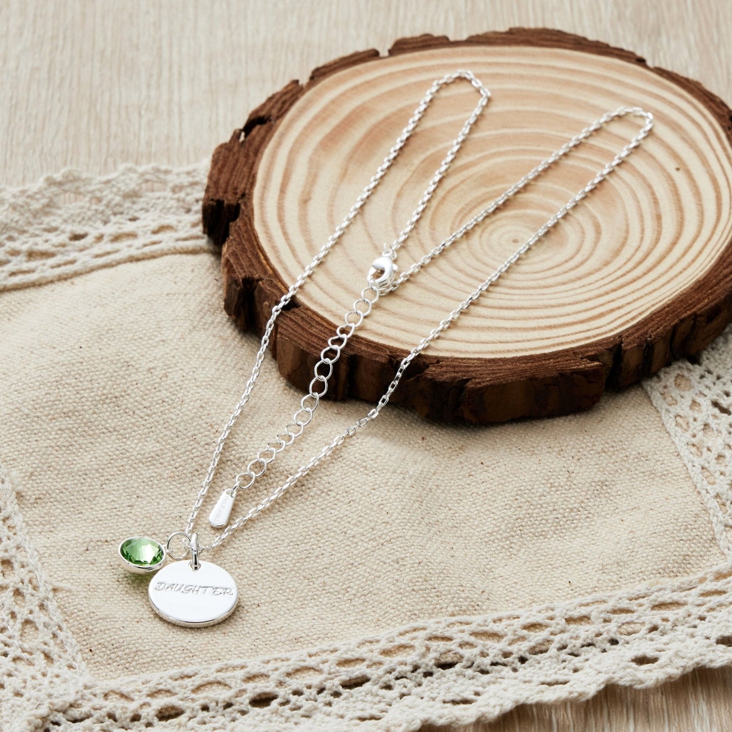 Birthstone Necklace with Daughter Charm Created with Zircondia® Crystals