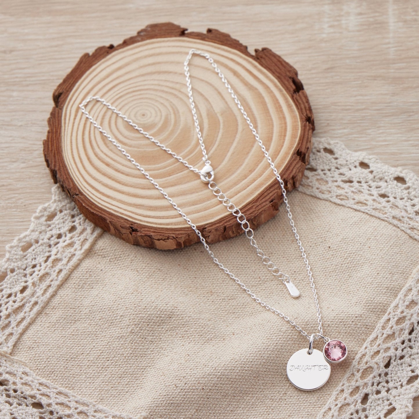 Birthstone Necklace with Daughter Charm Created with Zircondia® Crystals