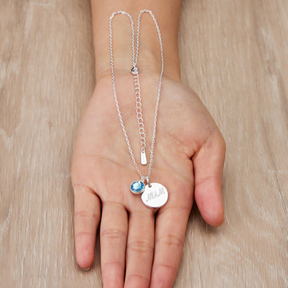 Birthstone Necklace with Mum Charm Created with Zircondia® Crystals