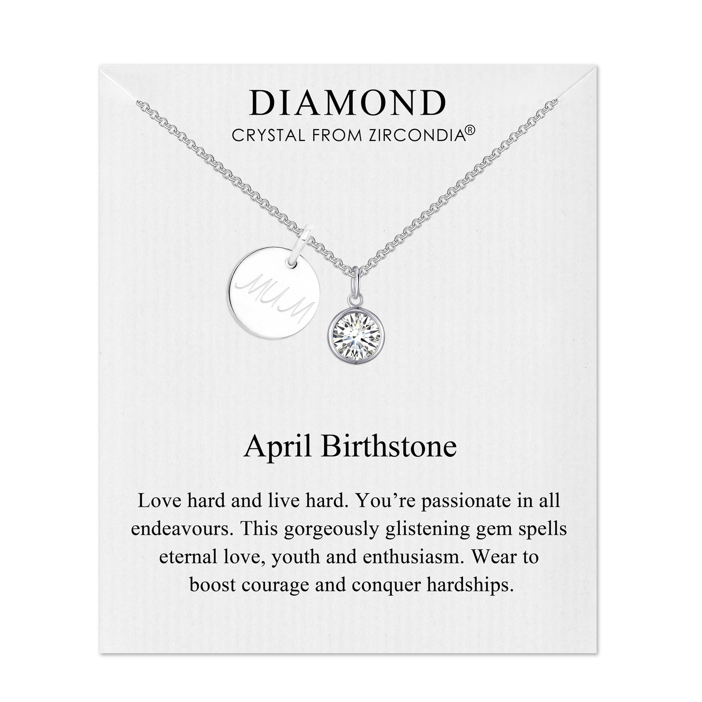 Birthstone Necklace with Mum Charm Created with Zircondia® Crystals