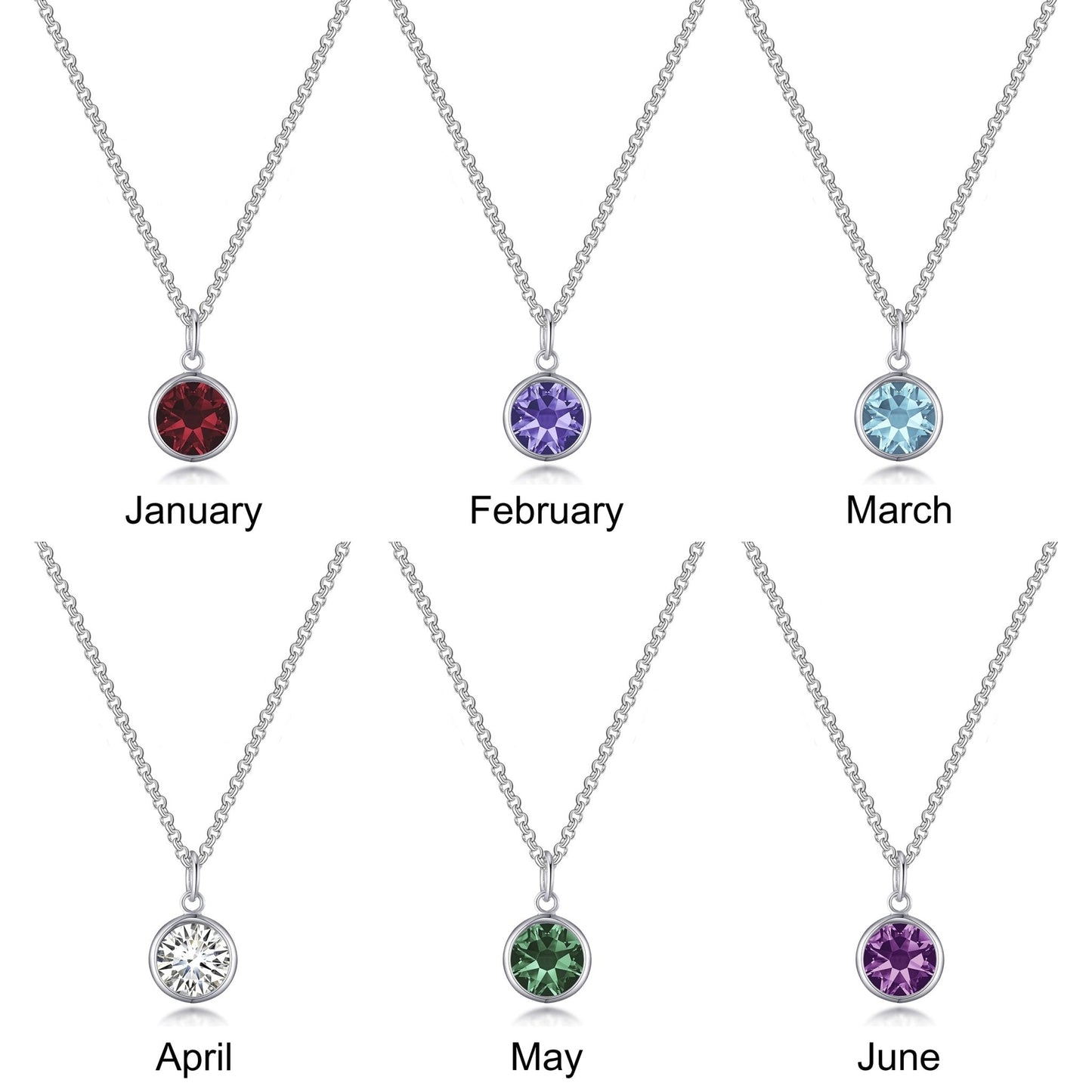 Birthstone Necklace with Mum Charm Created with Zircondia® Crystals