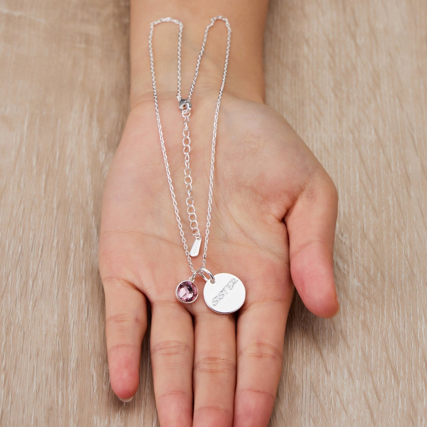 Birthstone Necklace with Sister Charm Created with Zircondia® Crystals