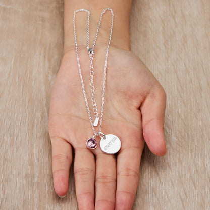 Birthstone Necklace with Sister Charm Created with Zircondia® Crystals