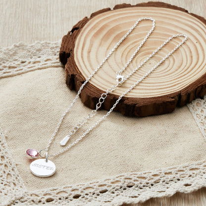Birthstone Necklace with Sister Charm Created with Zircondia® Crystals