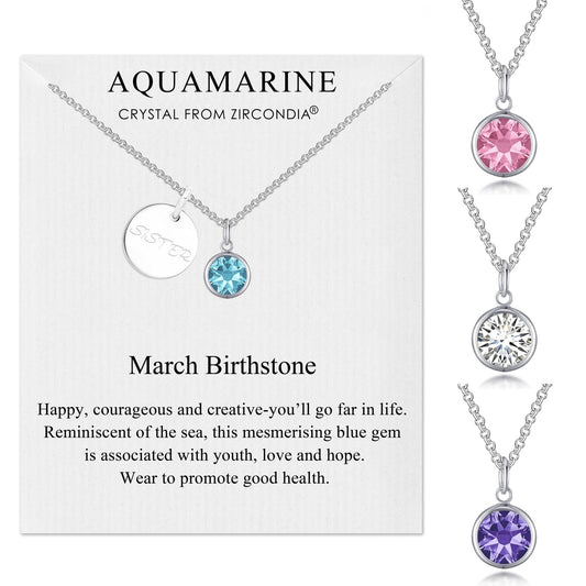 Birthstone Necklace with Sister Charm Created with Zircondia® Crystals