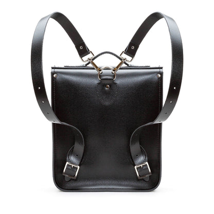 Sac à dos de ville en cuir fait main - Rayures gothiques gris et noir
