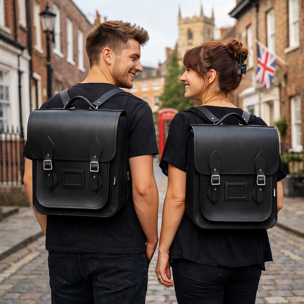 Sac à dos de ville en cuir fait main - Noir