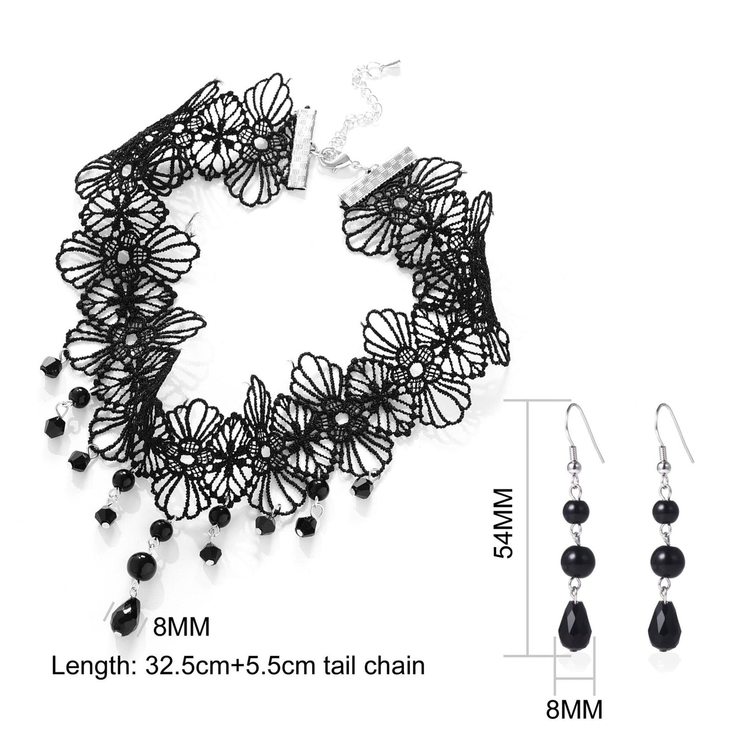 Black Crystal Choker Set