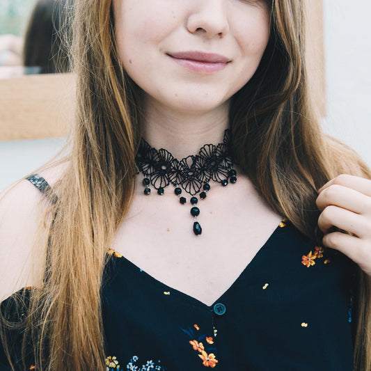 Black Crystal Choker Set
