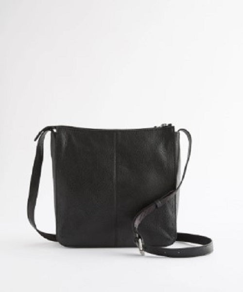 Black Leather Pocket cross body Messenger Bag