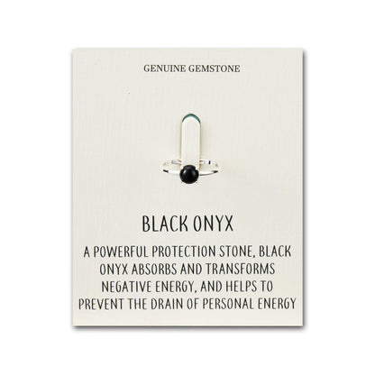 Black Onyx Adjustable Ring with Quote Card