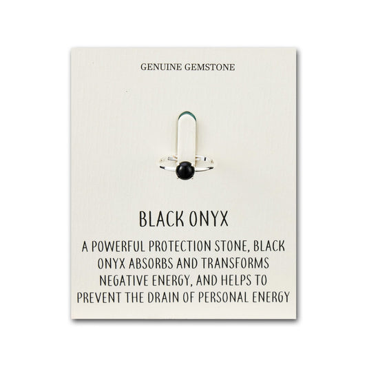 Black Onyx Adjustable Ring with Quote Card