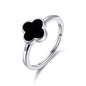 Black Onyx Gemstone Adjustable Clover Ring