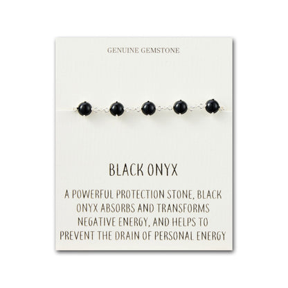 Black Onyx Gemstone Bracelet with Quote Card