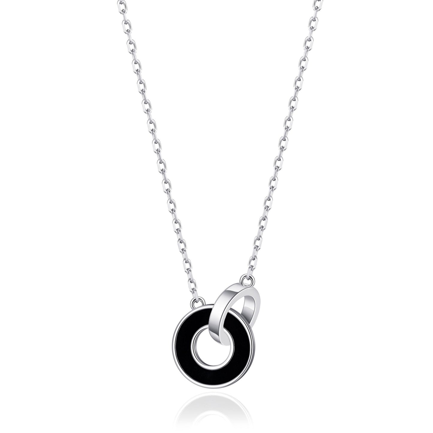 Black Onyx Gemstone Circle Link Necklace