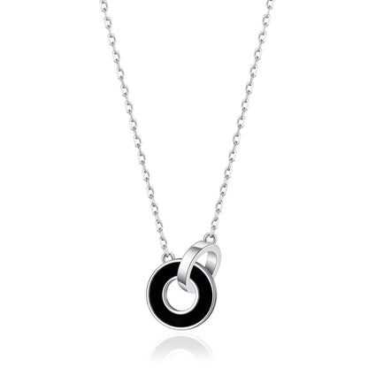 Black Onyx Gemstone Circle Link Necklace