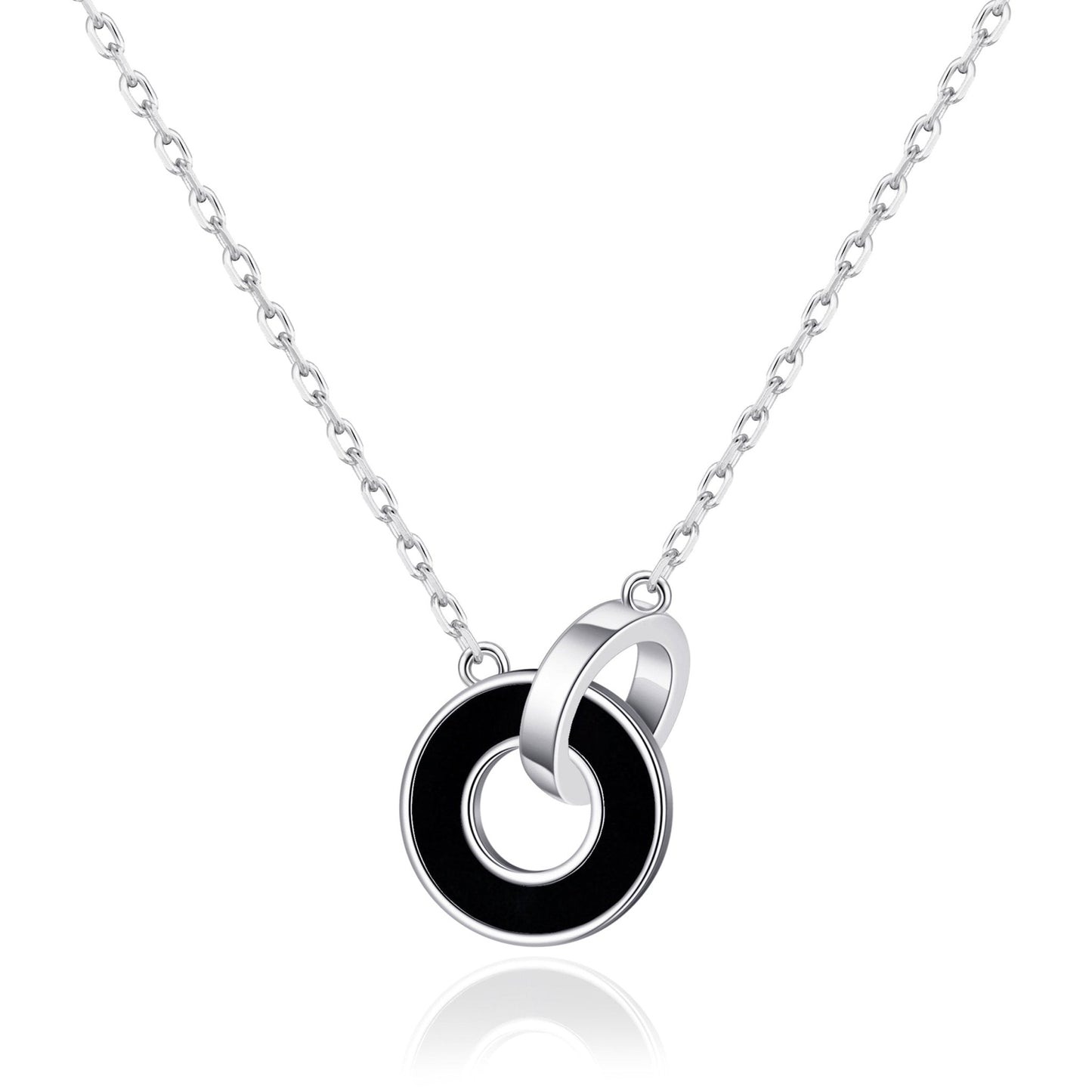 Black Onyx Gemstone Circle Link Necklace