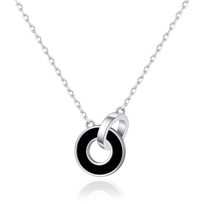 Black Onyx Gemstone Circle Link Necklace