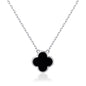 Black Onyx Gemstone Clover Necklace