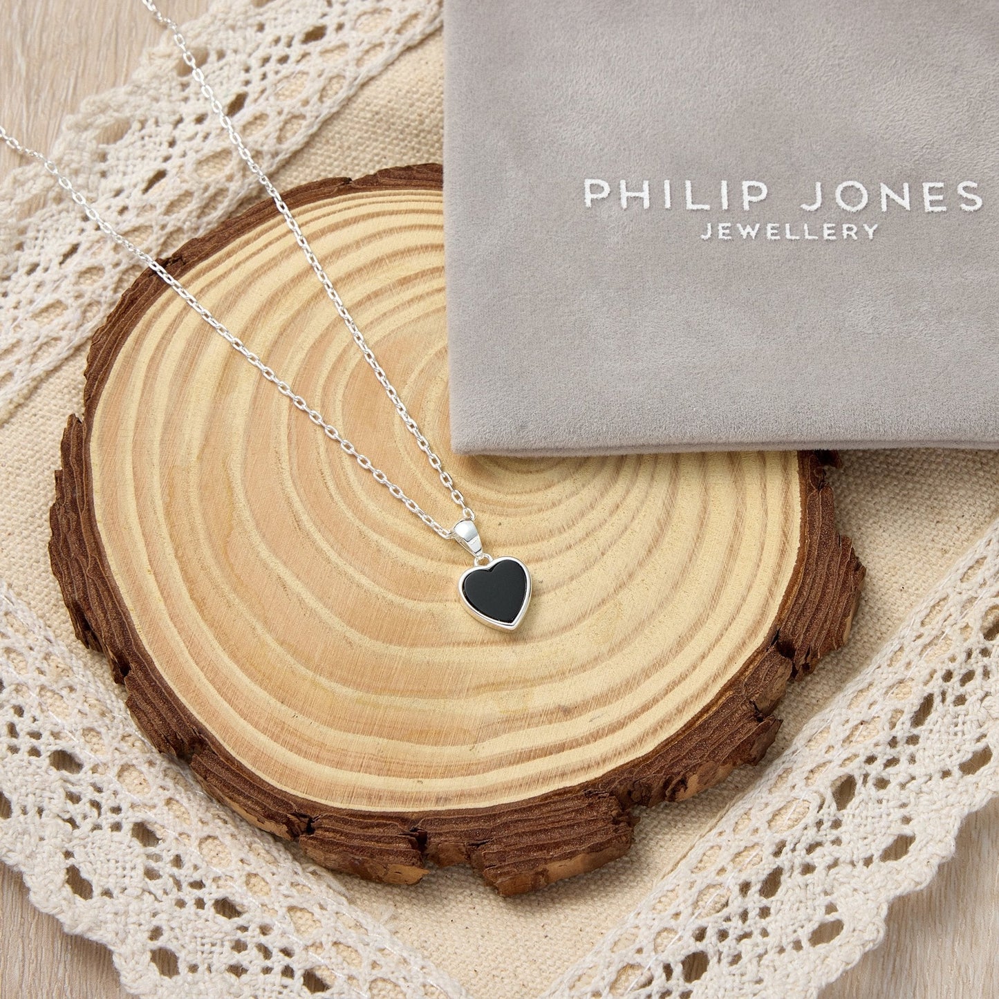 Black Onyx Gemstone Heart Necklace