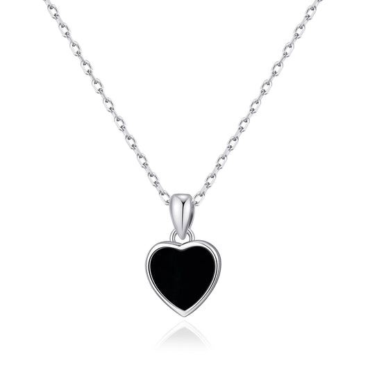 Black Onyx Gemstone Heart Necklace