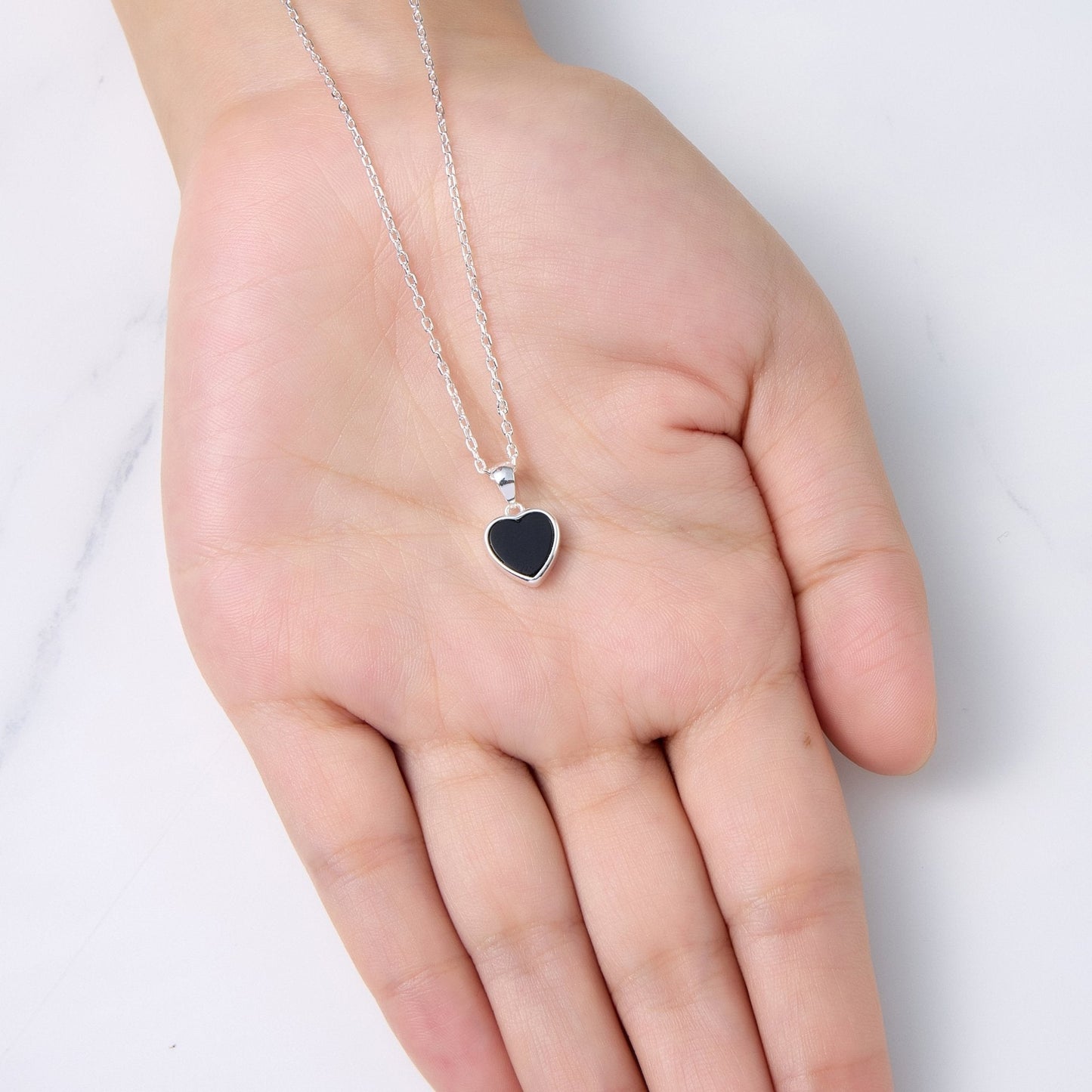 Black Onyx Gemstone Heart Necklace